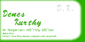 denes kurthy business card